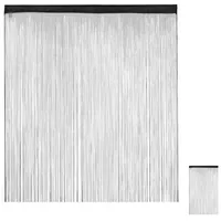 Relaxdays 4 x Fadenvorhang schwarz, 145x245, Schwarz