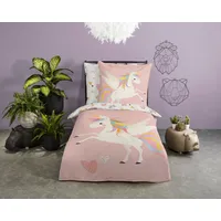 Good Morning Kinderbettwäsche »Unicorn«, Baumwolle, 135x200, Reißverschluss, Wendeoptik, Mädchen,