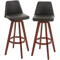 Mendler 2er-Set Barhocker HWC-C43, Barstuhl Tresenhocker, Holz Kunstleder drehbar