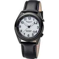 REGENT Herren Armbanduhr Analog Lederarmband schwarz URBA773