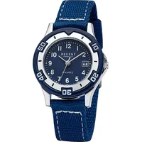 REGENT Textil Jugend Uhr Armbanduhr Quarz blau Lederarmband URF1366