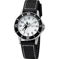 REGENT Textil Jugend Uhr Armbanduhr Quarz schwarz weiß Lederarmband