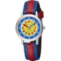 REGENT PUR Kinderuhr Uhr Armbanduhr Quarz blau rot Metallarmband