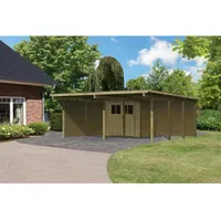 Karibu Doppelcarport Eco 5,63 x 6,76 m naturbelassen inkl.