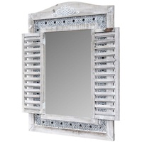 Levandeo Wandspiegel Spiegel Fenster H73cm Holz Grau Shabby Chic