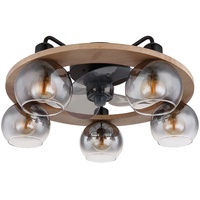 GLOBO Deckenventilator Holz Fernbedienung Rauchglas, D 55 cm