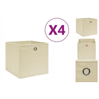 VidaXL Aufbewahrungsboxen 4 Stk. Vliesstoff 28x28x28 cm Creme