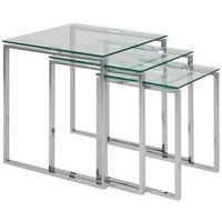 XXXLutz Xxxl Beistelltischset Katrine, Klar, Chrom, Glas, 3-teilig, quadratisch,