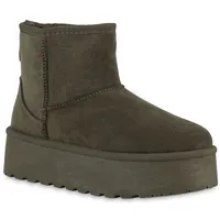 VAN HILL Damen Winter Boots in Olivgrün