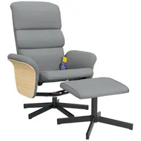 VidaXL Massagesessel mit Fußhocker Hellgrau Stoff