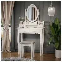 Vicco Schminktisch Meghan Weiß, 75 cm mit Hocker 75x147