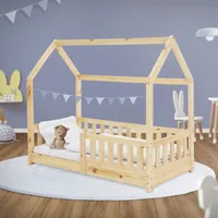 ML-Design Kinderbett 70x140 cm mit Rausfallschutz und Lattenrost Natur