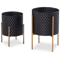 KADIMA DESIGN Pflanzkübel, Schwarz, Metall, Rund, 44 cm, Dekoration,