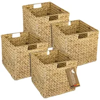 HMF Aufbewahrungskorb, geflochten aus Wasserhyazinthe Seegras 4er Set, passend