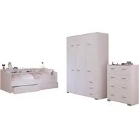 Parisot Jugendzimmer-Set Parisot Sleep41 Bett, Kommode, Schrank, Weiß/Eiche 90x200