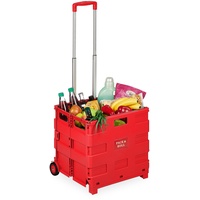 Relaxdays Einkaufstrolley, Klapptrolley mit Rollen & Teleskopgriff, bis 35