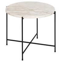 Actona Avila Ecktisch Ø52cm Marmor weiß