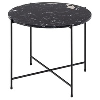 Actona Avila Ecktisch 52 cm Marmor Dekor schwarz