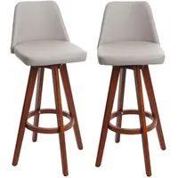 Mendler 2er-Set Barhocker HWC-C43, Barstuhl Tresenhocker, Holz Kunstleder drehbar