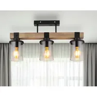 GLOBO Deckenleuchte Lila 3 E27 Holz Metall