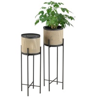 [en.casa] Blumenständer Colfontaine 2er Set Schwarz Sandfarben