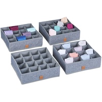 Relaxdays Unterwäsche Organizer, 4er Set, Aufbewahrungsbox für Socken &