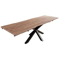 SAM Outillage Baumkantentisch Akazie stonefarben 180(280)x90 cm Ansteckplatten Spider-Gestell