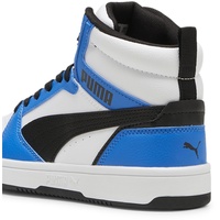 Puma Rebound V6 MID JR Sneaker, White Black-Racing Blue,