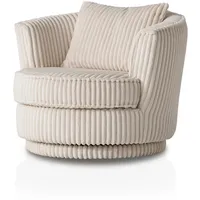 Furn.design Big-Sessel, Weiß, Creme, Echtholz,Kiefer, Uni, 1-Sitzer, Füllung: Komfortschaum,Polyurethan