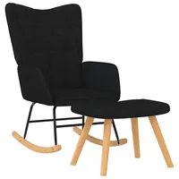 VidaXL Schaukelsessel mit Hocker Schwarz Stoff
