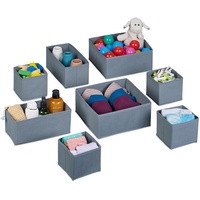 Relaxdays Schubladen Organizer, 8-teiliges Wäscheorganizer Set, 3 Größen, für