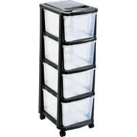 M-Home Rollcontainer Schubladenrollwagen PLS6241 Rollcontainer Schubladenschrank Kunststoff, mit 4