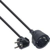 InLine Strom-Verlängerung Schutzkontakt Stecker gewinkelt / Buchse schwarz,