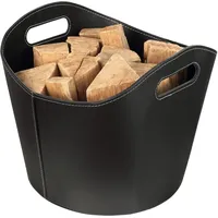 Schramm Schramm® Kaminholzkorb aus Kunstleder schwarz mit Griffen wählbar