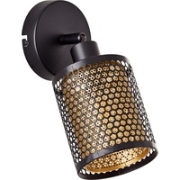 WOFI Brilliant Lampe Cheval Wandspot schwarz gold Metall/Bambus schwarz
