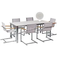 Beliani Gartenmöbel Set 6-tlg. Weiß/Silber/Beige