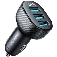 Joyroom 3,4A Autoladegerät mit 3x USB-A Display - Schwarz