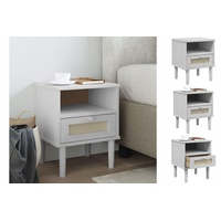 VidaXL Nachttisch SENJA Rattan-Look Weiß 40x35x48 cm Massivholz Kiefer