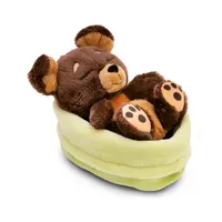 NICI Kuscheltier Hund braun 12cm schlafend im Körbchen