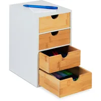 Relaxdays Schubladenbox, Bambus, 4 Schubladen, HxBxT: 27,5 x 16,5