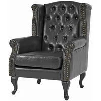 Mendler Sessel Relaxsessel Clubsessel Ohrensessel Chesterfield, Kunstleder schwarz ohne