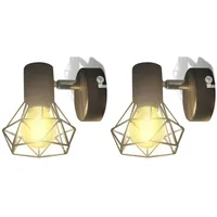 VidaXL Wandleuchten 2 Stk. LED-Glühlampe Industrie-Stil Drahtschirm Schwarz