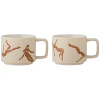 Bloomingville Harlow Becher, Tasse, Braun, Steingut, D8,5xH7 cm, 2er-Set,