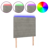 VidaXL LED Kopfteil Hellgrau 100x5x118/128 cm Samt