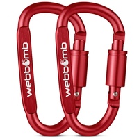WEBBOMB Karabinerhaken 6695, Aluminium, 80x4,3mm, klein, rot eloxiert, 2