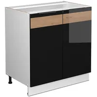 Vicco Spülenunterschrank Fame-Line Schwarz Eiche 80 cm mit Regal,