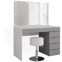 Vicco Schminktisch Elise Weiß/grau/grau, 115 cm mit LED Beleuchtung