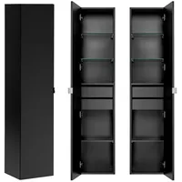 Lomadox Hochschrank matt schwarz, innenliegende Schubladen PUEBLA-56-BLACK