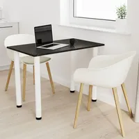 AKKE Stein Black Fosil Esstisch mit weiße beine LxBxH: