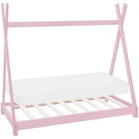 ML-Design Kinderbett & Matratze Kinderhaus Bettgestell Bettenhaus Holzbett Rosa